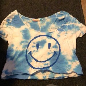 Off the shoulder blue and white tie dye smiley, Vintage Havana